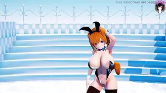 Cute Teen With Huge Tits Dancing In Bunny Suit With Black Stockings (3D HENTAI)