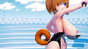 Cute Teen With Huge Tits Dancing In Bunny Suit With Black Stockings (3D HENTAI)