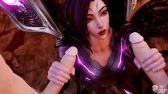 Lol Kaisa Animation Threesome Sex Blowjob and Double Creampie Full 3D Porn Hentai Purple Armor Lights Color Edit Smixix