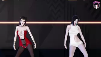 2 Sexy Asian Girls Dancing + Gradual Undressing (3D HENTAI)