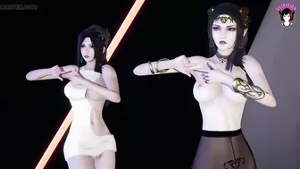 2 Sexy Asian Girls Dancing + Gradual Undressing (3D HENTAI)