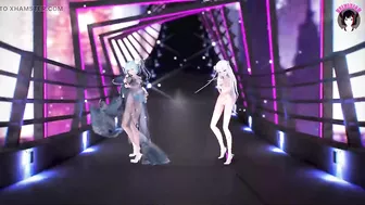 Emilia x Miku - Sexy Dance (3D HENTAI)