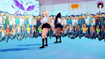 2 Huge Tits Schoolgirls Dancing + Gradual Undressing (3D HENTAI)