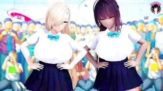 2 Huge Tits Schoolgirls Dancing + Gradual Undressing (3D HENTAI)