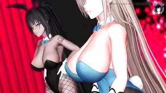 Asuna x Karin Dancing - Sexy Bunny Suit With Pantyhose (3D HENTAI)