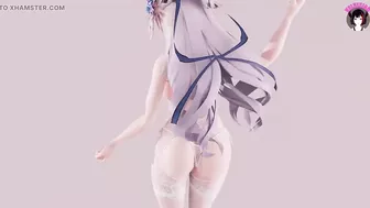 THICK Haku Hot Dance In Sexy White Lingerie - Pussy Angle (3D HENTAI)