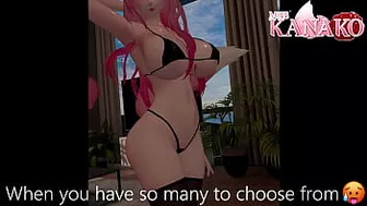 Vtuber gets so wet posing in tiny bikini! Catgirl shows all her curves for you!