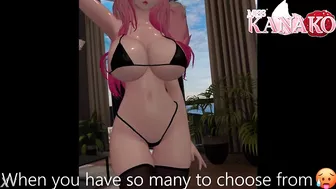 Vtuber gets so wet posing in tiny bikini! Catgirl shows all her curves for you!