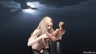 Giantess Jerking off a Tiny Guy Like a Toy - Giant Hot Babe Handjob