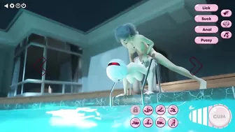 futanari a shemale and girl have sex in pool