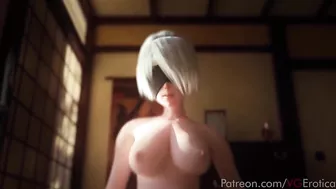 Nier Automata ( 2b ) riding a cock