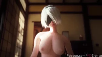 Nier Automata ( 2b ) riding a cock