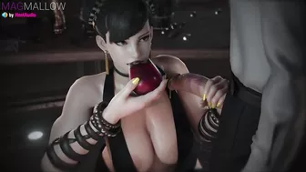 Goth Chun-Li Blowjob with cum on her titrs (Street Fighter 3d animation with sound)