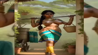 Indian village sexy girl's Ai stable transformation