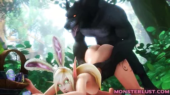 Slutty Elf Gets Pounded From Behind By A Werewolf - 3D Hentai