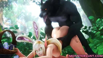 Slutty Elf Gets Pounded From Behind By A Werewolf - 3D Hentai