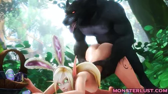 Slutty Elf Gets Pounded From Behind By A Werewolf - 3D Hentai