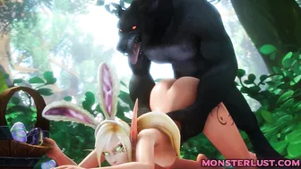 Slutty Elf Gets Pounded From Behind By A Werewolf - 3D Hentai