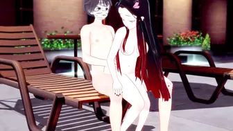 Nezuko Kamado cojiendo en la alberca en bikini