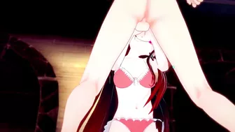 Nezuko Kamado cojiendo en la alberca en bikini