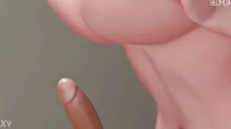 Cass (Big Hero 6) masturbate big cock between her boobs