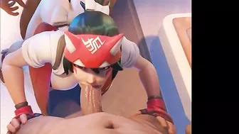 KIRIKO OVERWATCH SWALLOWS DICK WHILE GETTING FUCKING FROM BEHIND | BEST GROUP SEX HENTAI KIRIKO OVER