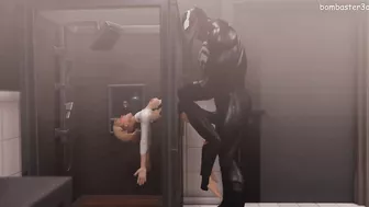 Spider Gwen was caught by Venom in the shower and got cum in pussy