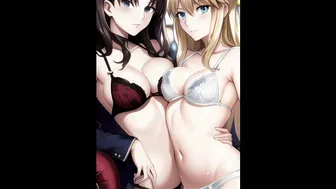 Rin & Saber tease you and stare at you until you come - Pmv Hentai