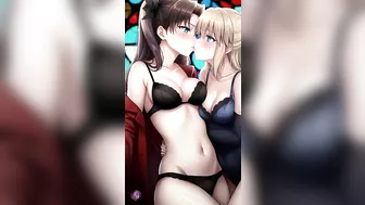 Rin & Saber tease you and stare at you until you come - Pmv Hentai