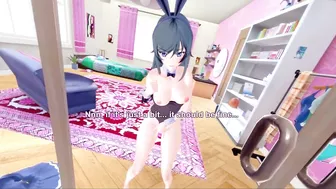 3D/Anime/Hentai, Bunny Girl Senpai: Adult Mai Sakurajima Solo Masturbation In The Mirror (POV)