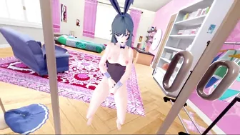 3D/Anime/Hentai, Bunny Girl Senpai: Adult Mai Sakurajima Solo Masturbation In The Mirror (POV)