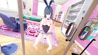 3D/Anime/Hentai, Bunny Girl Senpai: Adult Mai Sakurajima Solo Masturbation In The Mirror (POV)