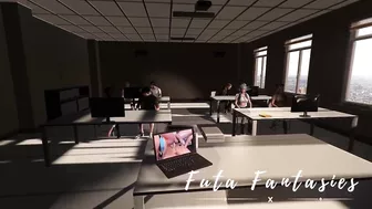 Futanari teacher fucking her futa student in the classroom in a 3d animation