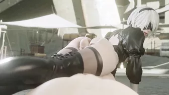 Nier Automata (2b) nasturbating cock between her legs