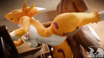 Renamon Getting Pounded Doggystyle Animation with Creampie (angle 2)