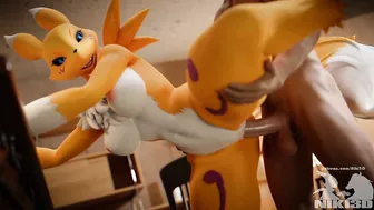 Renamon Getting Pounded Doggystyle Animation with Creampie (angle 2)