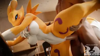 Renamon Getting Pounded Doggystyle Animation with Creampie (angle 2)