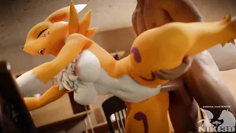 Renamon Getting Pounded Doggystyle Animation with Creampie (angle 2)