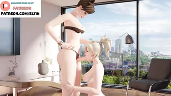 FUTANARI MERCY OVERWATCH DO AMAZING BLOWJOB AND GETTING CUM ON FACE | UNCENSORED FUTA OVERWATCH HENT