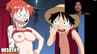 Nami seduces Luffy with her beautiful ass and takes away his treasure and something else, rating 10/