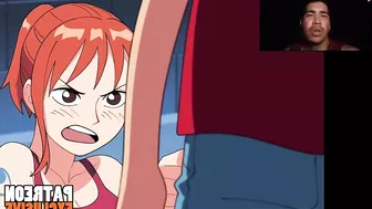 Nami seduces Luffy with her beautiful ass and takes away his treasure and something else, rating 10/