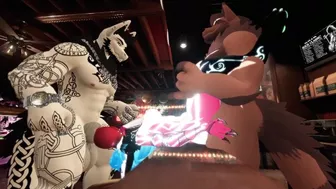 2 buff Furrys fuck a lone Girl at bar