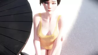 Overwatch 2 porn Tracer and widow on the beach 3D uncensored SFM hentai