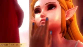 Lesbian Princess Zelda Serves Lady Urbosa 3D Hentai