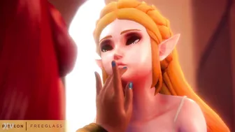 Lesbian Princess Zelda Serves Lady Urbosa 3D Hentai