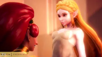 Lesbian Princess Zelda Serves Lady Urbosa 3D Hentai