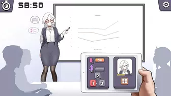 Silver haired lady hentai using a vibrator in a public lecture new hentai gameplay