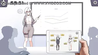 Silver haired lady hentai using a vibrator in a public lecture new hentai gameplay