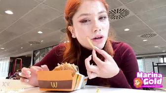 SUPER MESSY CUMWALK in public shameless cumslut McDonalds cum drenched