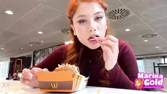 SUPER MESSY CUMWALK in public shameless cumslut McDonalds cum drenched